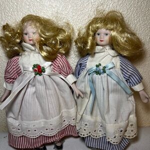 Vintage Porcelain Dolls with Blonde Hair